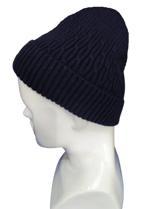Pure Wool Cap Self Design navy